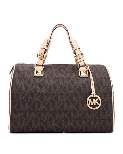 michael michael kors grayson large logo satchel brown